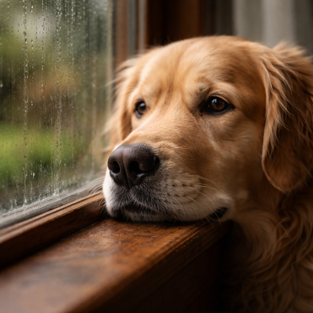 Emotional golden retriever portrait generated with GPT-image-1.5